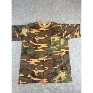 Vintage 90s Chameleon Camouflage T Shirt Mens Large Brown Pocket Utility USA